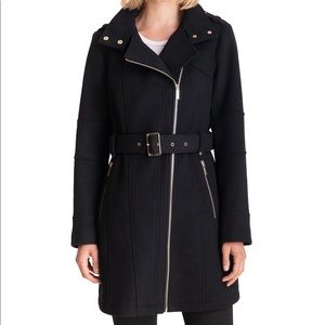 Michael Kors Assymetrical Wool Black Coat